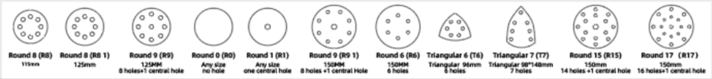 Shape Chart of Velcro-backed Abrasive Discs 4inch